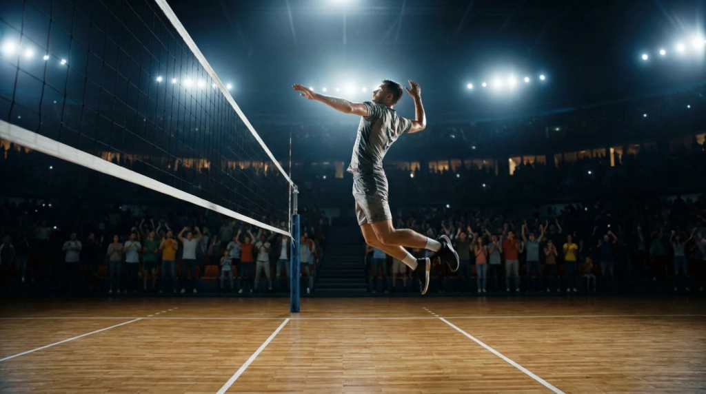 Joueur de volley-ball en pleine action d